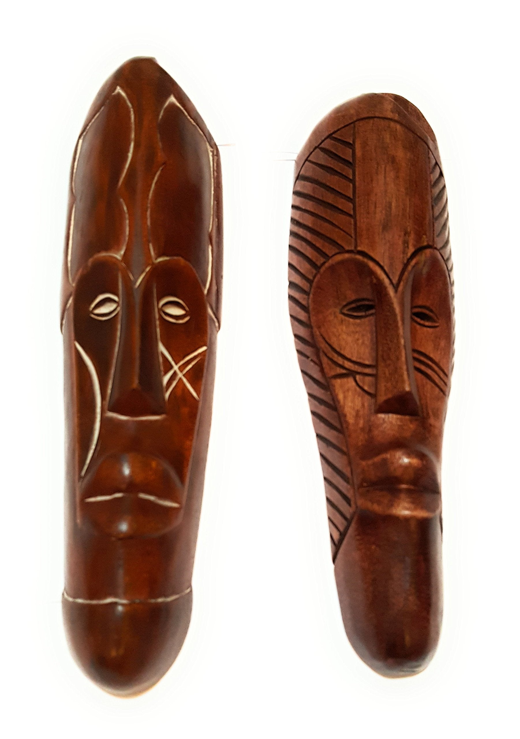 Novarena African Art Cameroon Gabon Fang Wall Masks and Sculptures - Africa Home Mask Decor (3 Pc Black 12 Inch Fang Mask)